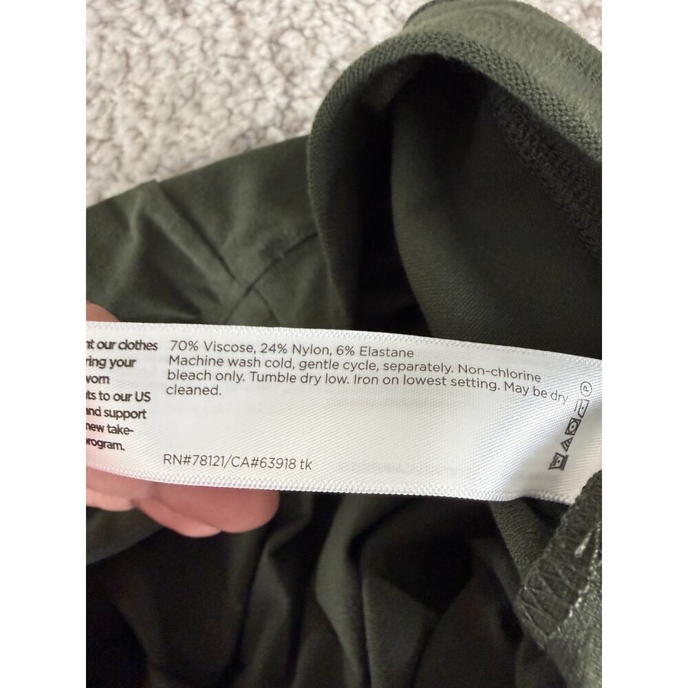 Eileen Fisher Petite Size PP Stretch Minimalist Straight Leg Pants Olive Green - Picture 8 of 9